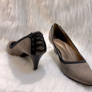 Soft Spot by Hush Puppies Beige Suede w/ Corset Heel